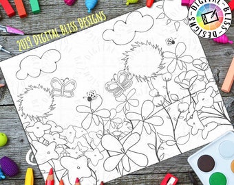 Printable Coloring Page, Wildflowers, Kids Printable Craft, Adult Coloring, Instant Download