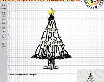 SVG, My First Christmas, 2021, Baby's First Christmas, Cut File, Clip Art, Line Art, Template