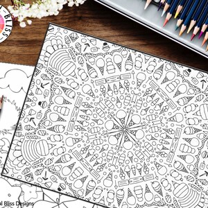 Printable Coloring Page, Ice Cream, Kids Printable Craft, Summer Coloring, Quiet Time Activity, Instant Download image 2