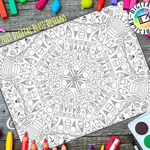 Printable Coloring Page, Ice Cream, Kids Printable Craft, Summer Coloring, Quiet Time Activity, Instant Download image 8