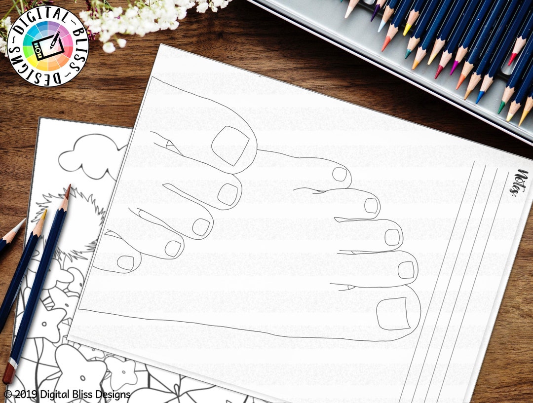 Printable Coloring Page, Nail Art Design, Practice, Worksheet, Pedicure ...