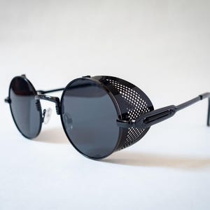 Steampunk Round Sunglasses Metal Goggles, Goth, Punk, Cyberpunk, Retro and Vintage for festival, shades, UV