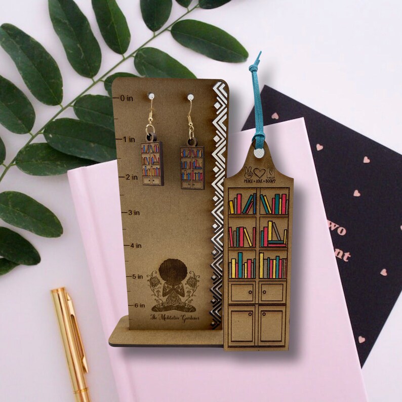 The BOUGIE BOOKWORM Set Bookmarks, Earrings & Keychains GIFTS for Bookclubs, Readers, Book Lovers, Teachers, Authors, Publishers image 2