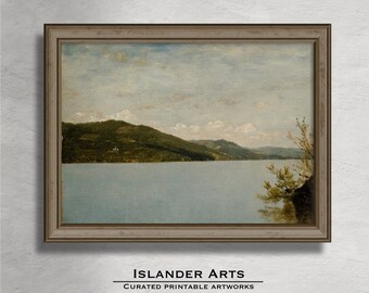 Vintage Printable Art | Oil Painting | Landscape Painting | Lakeview