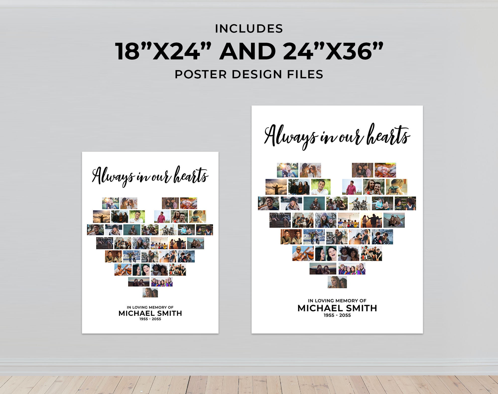 Celebration of Life Poster, Funeral Welcome Sign Display, Always in Our  Hearts 20 Photo Collage Guest Book Table Memorial Picture Gift Favor 