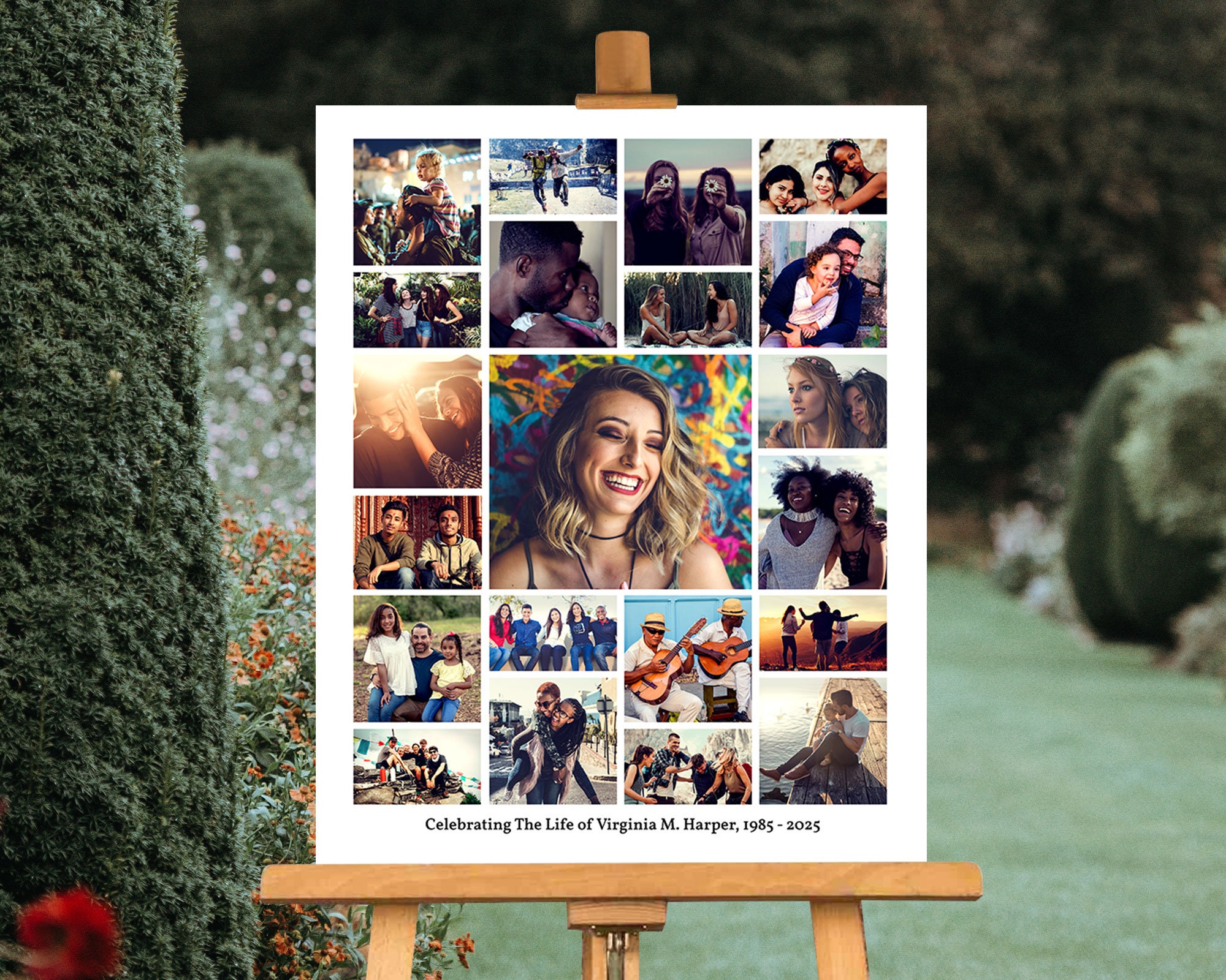 Collage Template for 26 Photos. Funeral Poster Board. in Loving Memory.  Digital Poster in 11x14, 22x28 & 33x42. Photoshop Life Group. 