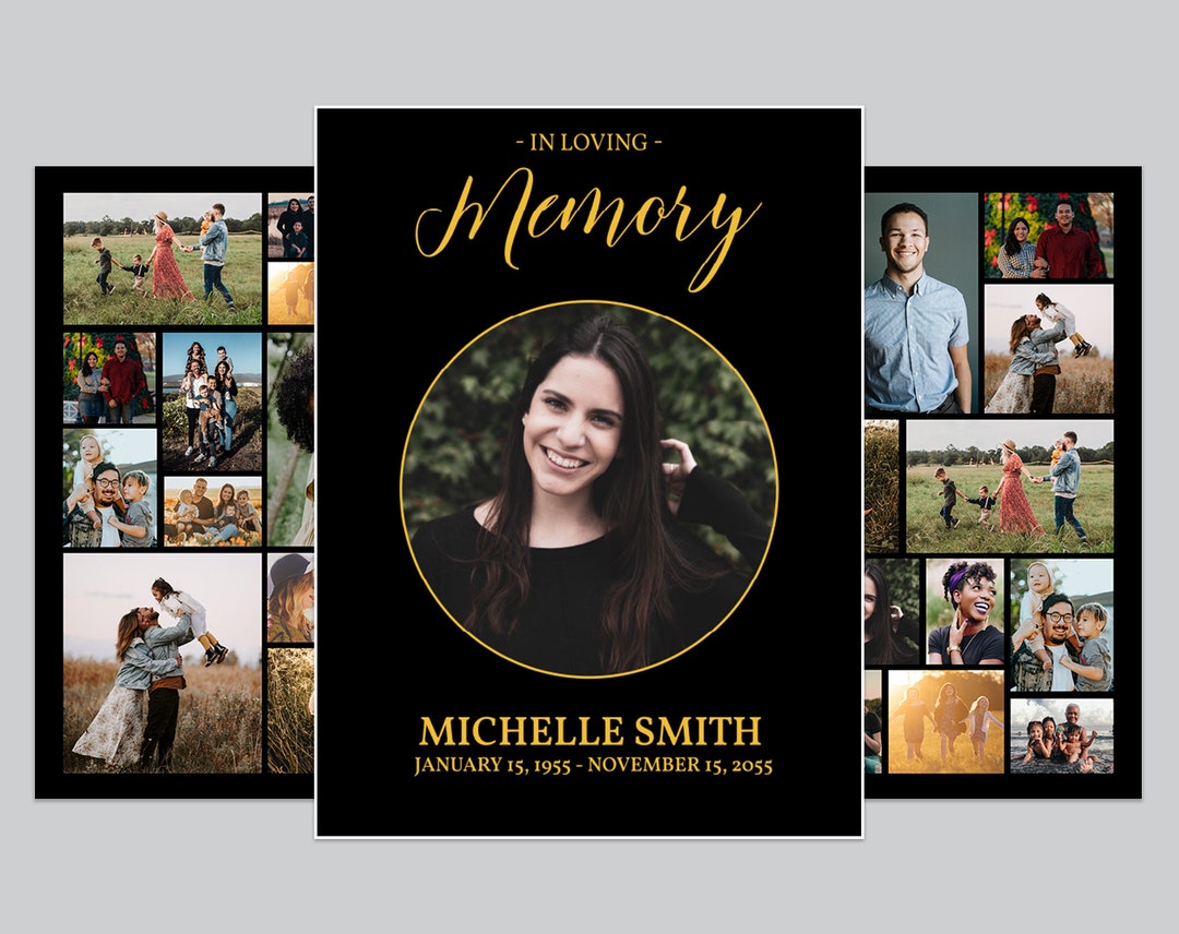 Black and Gold Funeral Sign Poster Template Bundle for Etsy