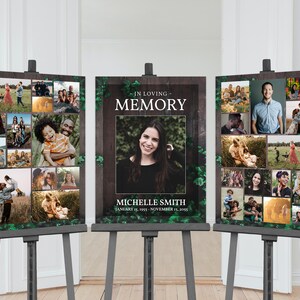 Rustic Wood and Vine Funeral Poster Welcome Sign Template for A Celebration of Life, Memorial, Tribute. Funeral Guestbook Table Display Set