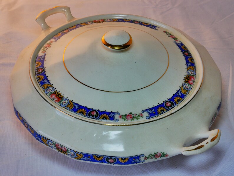 Antique Porcelain Serving Dish Edwin M Knowles Cobalt Blue Etsy