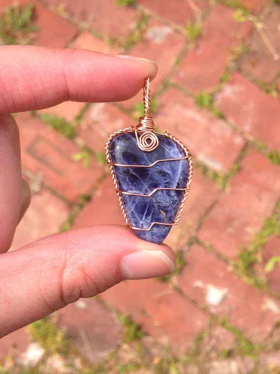 Sodalite Crystal Wire Wrapped Sodalite Pendant