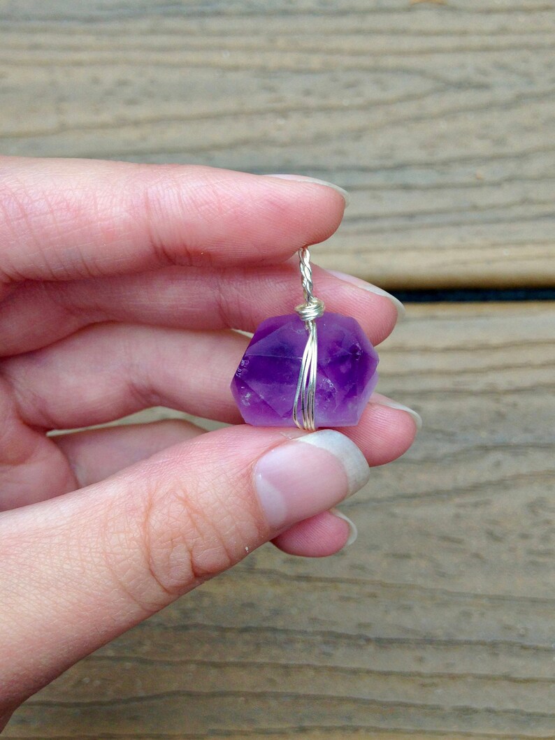 Wire Wrapped Crystal Amethyst Pendant Wire Wrapped Pendant Amethyst Wire Wrapped Pendant Amethyst Necklace Crystal Pendant.
