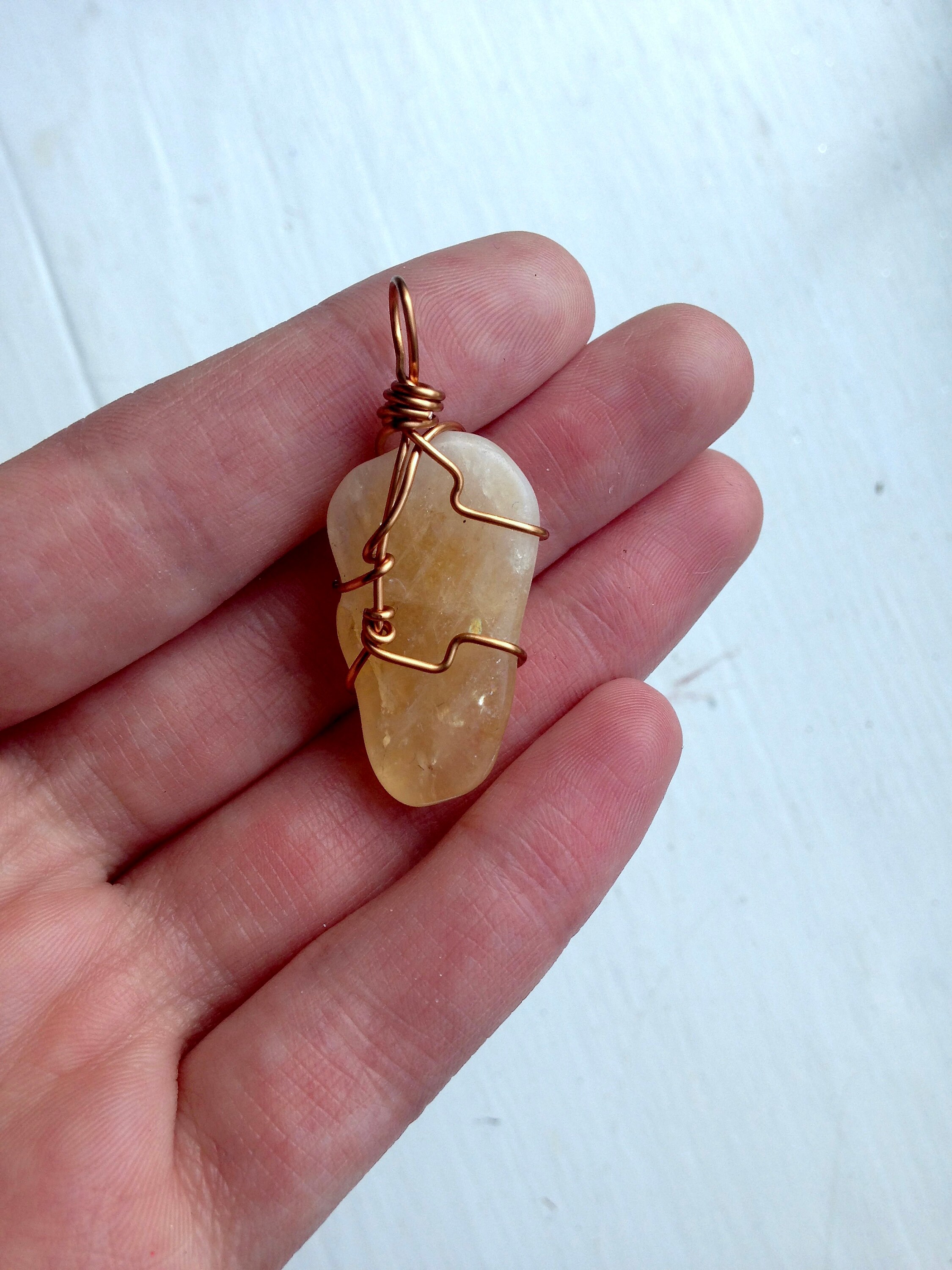 Citrine wire wrapped necklace deals