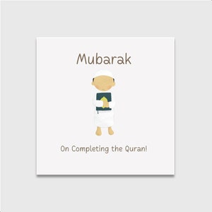 Koran voltooiing wenskaart | Gefeliciteerd | Mubarak over het voltooien van uw Koran | Khatm Koran | Jongen en meisje | Moslim | Koran afwerking