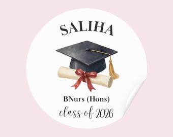 24x Graduation Personalised Stickers | Custom Round Sticker | Party Sticker