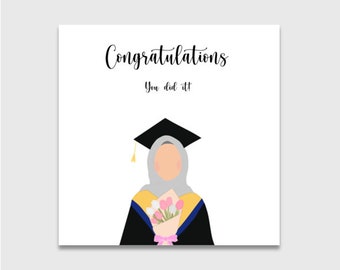 Graduation greeting card | Muslim greeting card | Hijab woman | Islamic greeting cards | Graduation | Degree | University | Muslimah Degree