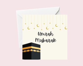 Karta Umrah Mubarak | Islamskie kartki z życzeniami | Karta Kaaby | Islam | Mekka