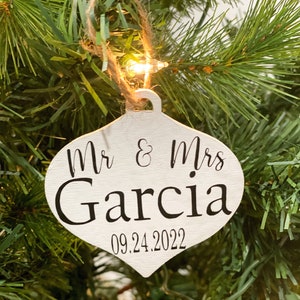 Newlywed Ornament; Personalized Wedding Ornament; Custom Just Married Christmas Ornaments; Newlywed Christmas Ornament; Newlywed Gift