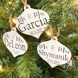 Wedding Ornament; Personalized Wedding Ornament; Custom Just Married Christmas Ornaments; Newlywed Christmas Ornament; Newlywed Gift