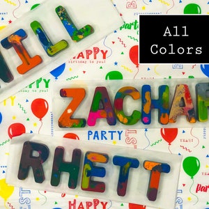 Nombre de los niños Crayons; Nombres de Crayon; Letras de Crayon; Favor de la fiesta de cumpleaños de los niños; Nombre personalizado de la carta de Crayon