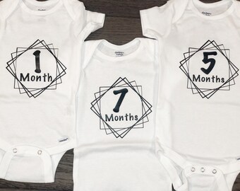 Body niemowlęce Milestone | Miesięczny rekwizyt do zdjęć, pierwszy rok