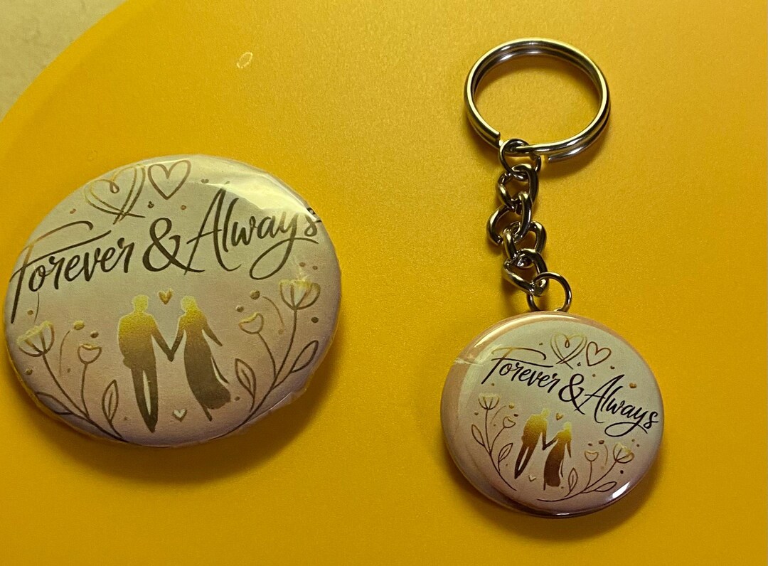 Valentine's Day Matching Button and Keychain Gift Set - Etsy