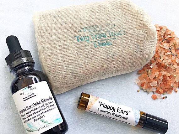 Happy Ears Bundle 3 Items Natural Ear Infection And Ear Ache Remedy Organic Mullein St Johns Wort Garlic Infused Ear Oil Drops - 