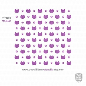 Cats and Paw prints pattern stencil for cookies, cakes and crafting