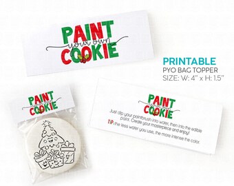 Paint Your Own Cookie Christmas printable bag topper