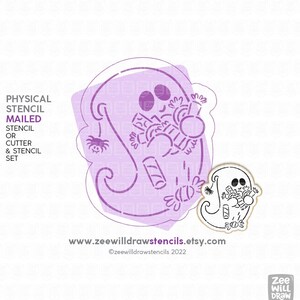 Ghost with sweets PYO stencil for cookies, cakes and crafting
