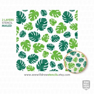 Tropical leaves stencil for cookies, cakes and crafting - 2 LAYERS