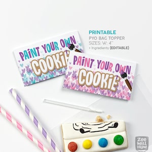 Paint Your Own Cookie printable bag toppers 4&#39;&#39; - INSTANT DOWNLOAD