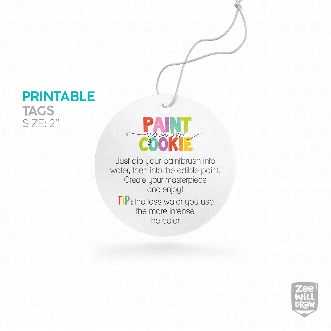 Paint Your Own Cookie PRINTABLE Tags - Etsy