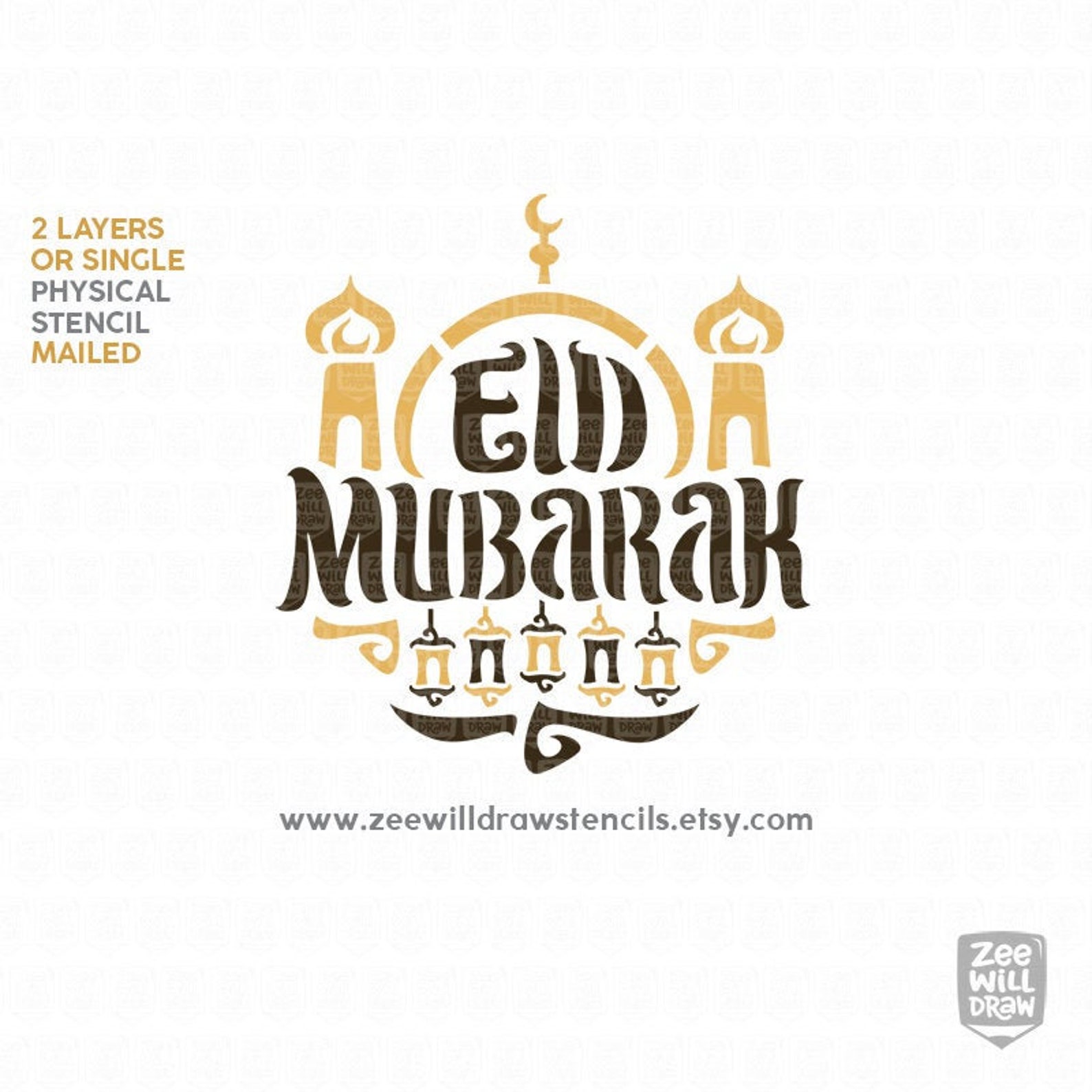 Eid Mubarak Stencil - Single or 2 Layers - Etsy