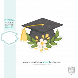 Floral graduation cap cookie cutter