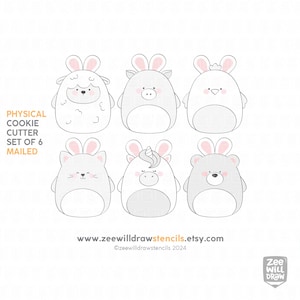 Bunny ears squish set of 6 cookie cutters