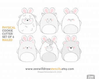 Bunny ears squish set of 6 cookie cutters