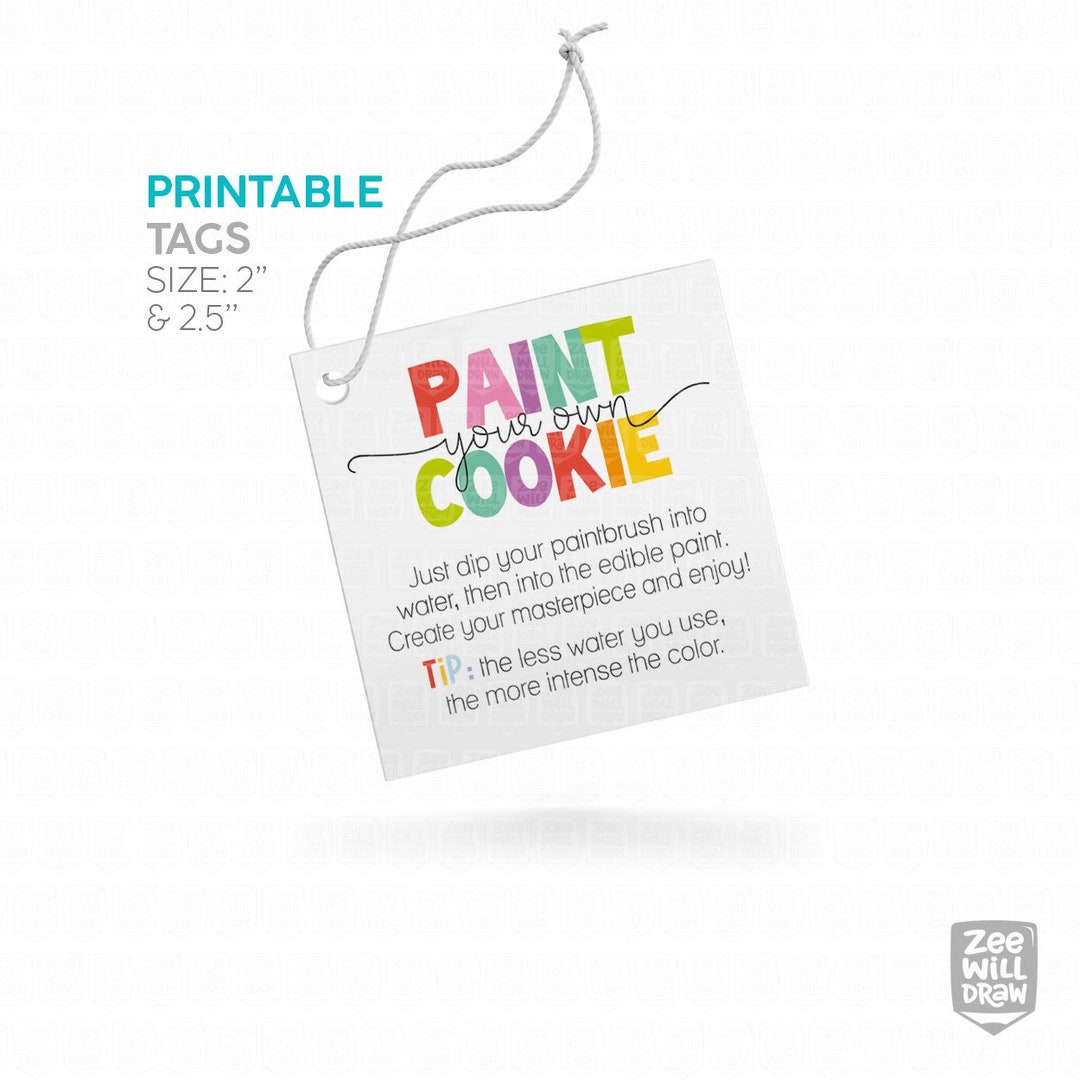 Paint Your Own Cookie PRINTABLE Tags - Etsy