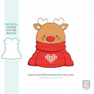 Rudolf with ugly sweater cookie cutter