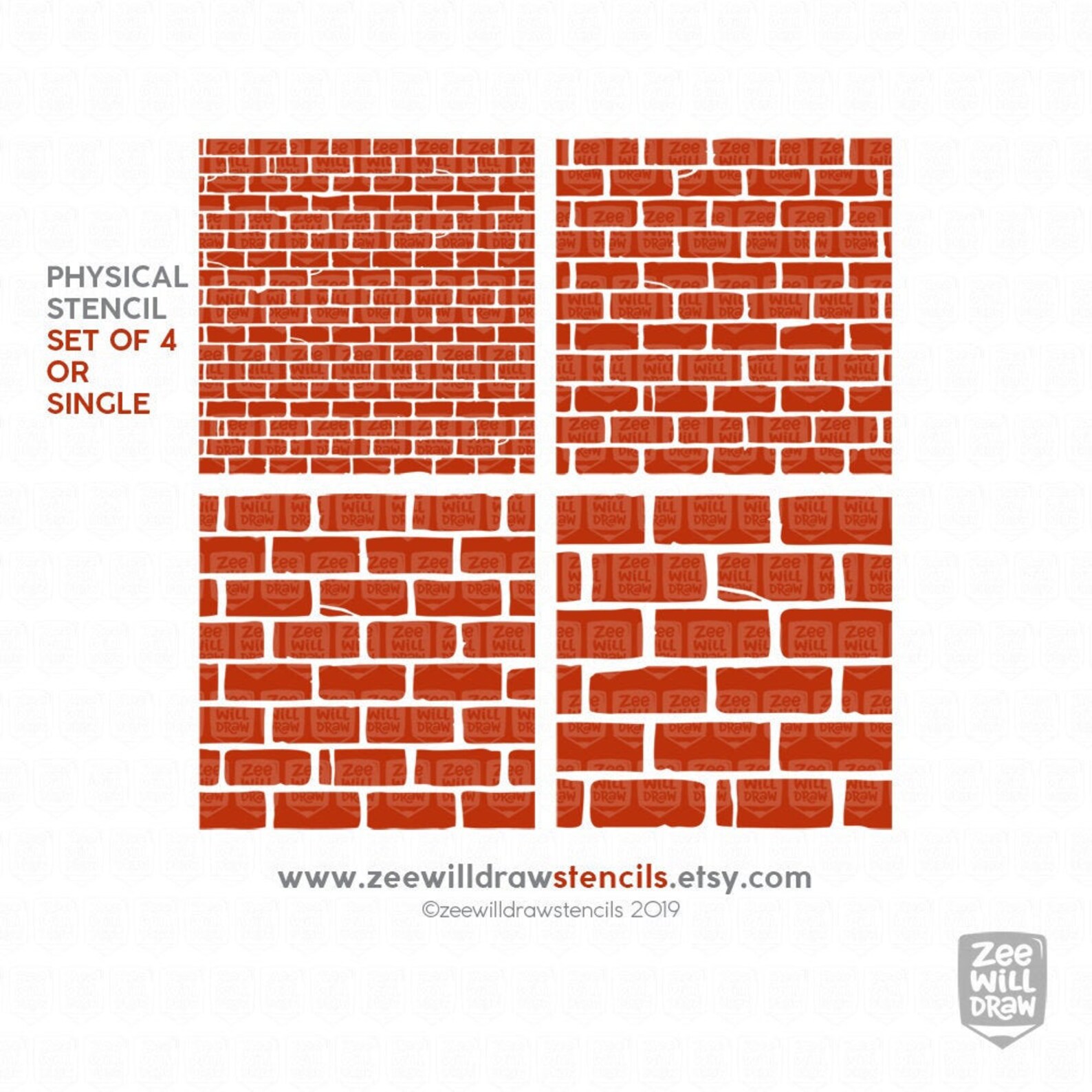 Bricks Stencil for Cookies Cakes or Craft Set of 4 or Single Etsy