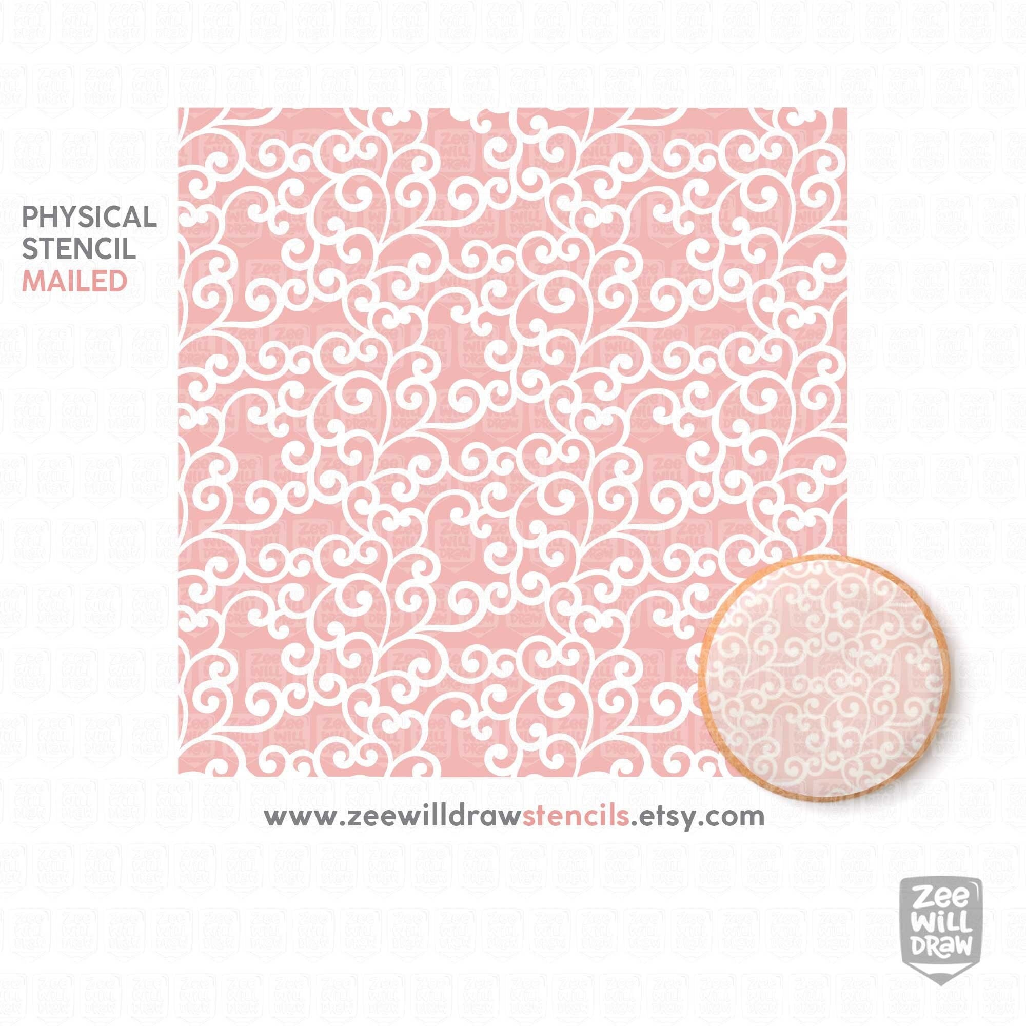 Curled Lace stencil for cookies, cakes and crafting