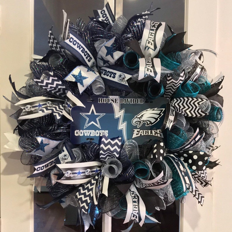 Cowboys/Eagles House Divided Wreath NFL House Divided Wreath Etsy