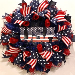 Patriotic Wreath for front door, 4th of July Wreath, Patriotic Door Wreath, Patriotic Wreath, Patriotic Wreaths, Patriotic door wreaths