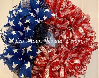 Patriotic Wreath Flag, Memorial Day Wreath, 4th of July Wreath, Patriotic Wreath, Flag Patriotic Wreath, Veteran's Day Wreath, Flag Wreath