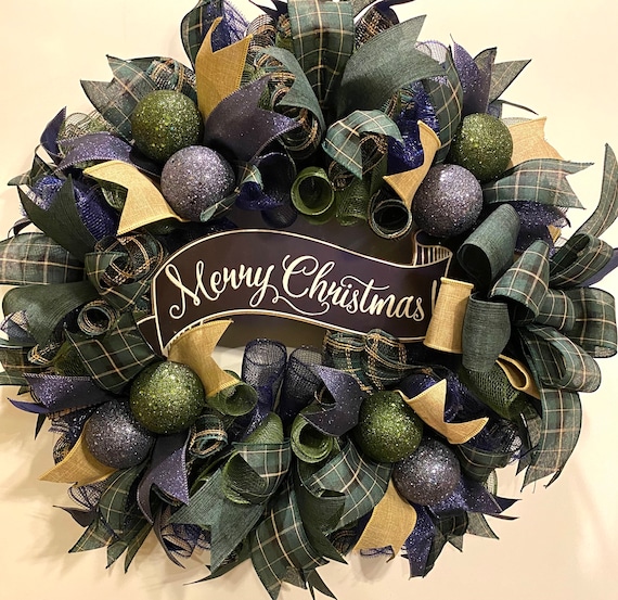Peacock Wreath, Christmas Wreath for Front Door, Elegant Christmas