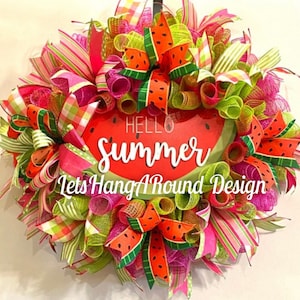 Watermelon Wreath, Summer Wreath, Summer Wreaths, Watermelon Summer Wreath, Watermelon Door Wreath, Hello Summer Wreath, Watermelon Wreaths