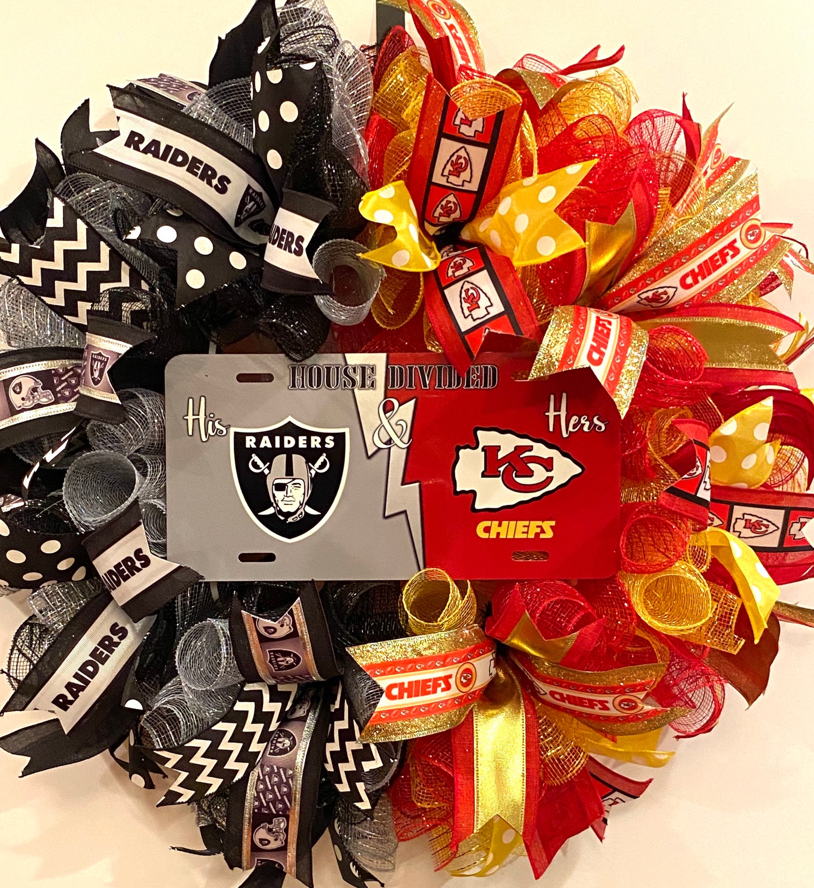 House Divided Wreath House Divided Wreaths Football Fan Etsy