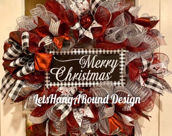 Christmas wreath, Christmas Burgundy Wreath, Burgundy Christmas Wreath, Christmas Front Door Wreath, Christmas Wreaths for front door
