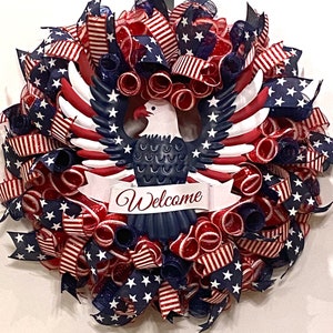 Patriotic Wreath for front door, 4th of July Wreath,Memorial Day Wreath, Patriotic Door Wreath, Patriotic Wreath, Patriotic Wreaths