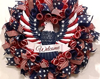 Patriotic Wreath for front door, 4th of July Wreath,Memorial Day Wreath, Patriotic Door Wreath, Patriotic Wreath, Patriotic Wreaths