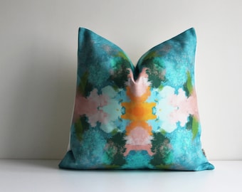 Blue Pink Green Orange Abstract throw Pillow cover -  Abstract cushion cover, Abstract Decorative Pillow cover 18x18 20x20 Pillow Gift